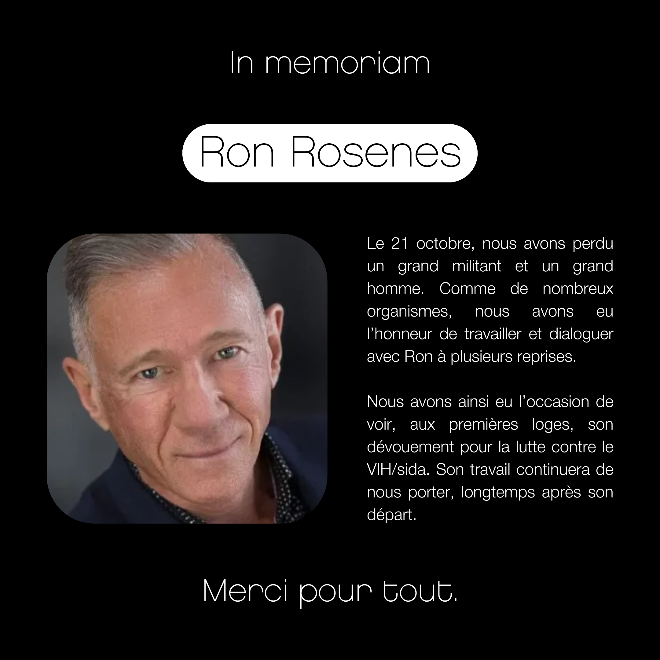 En mémoire de Ron Rosenes